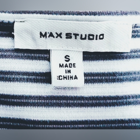 MAX STUDIO 3/4 BELL SLEEVE PULLOVER TOP GRAY/WHITE STRIPE WOMEN'S SZ. SM - Picture 8 of 9